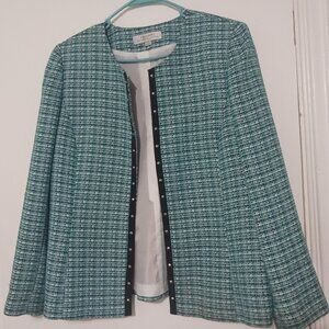 Tahari tweed knit round neck jacket